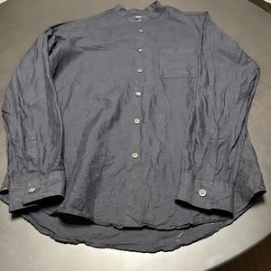 Theory Linen-Blend Band-Collar Shirt